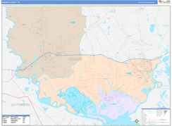 Orange County, TX Digital Map Color Cast Style