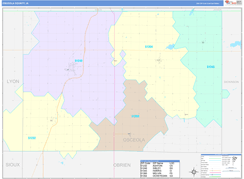 Osceola County, IA Digital Map Color Cast Style