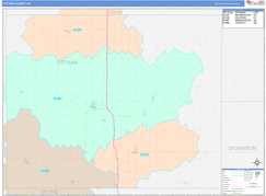 Ottawa County, KS Digital Map Color Cast Style