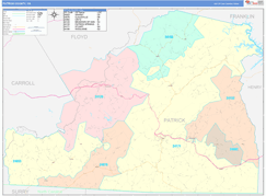 Patrick County, VA Digital Map Color Cast Style
