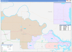 Pawnee County, OK Digital Map Color Cast Style