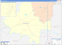 Peach County, GA Digital Map Color Cast Style