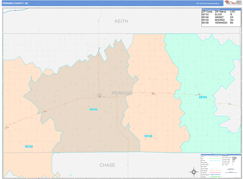 Perkins County, NE Digital Map Color Cast Style