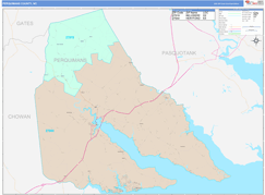 Perquimans County, NC Digital Map Color Cast Style