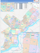 Philadelphia County, PA Digital Map Color Cast Style