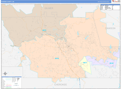 Pickens County, GA Digital Map Color Cast Style
