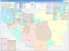 Pierce County, WA Digital Map Color Cast Style