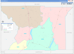 Piute County, UT Digital Map Color Cast Style