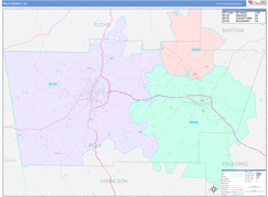 Polk County, GA Digital Map Color Cast Style