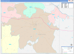 Pontotoc County, MS Digital Map Color Cast Style