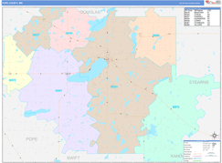 Pope County, MN Digital Map Color Cast Style
