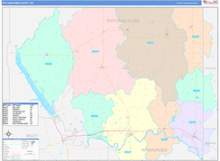 Pottawatomie County, KS Digital Map Color Cast Style