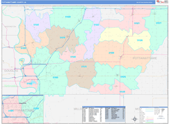 Pottawattamie County, IA Digital Map Color Cast Style