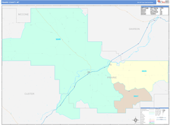 Prairie County, MT Digital Map Color Cast Style