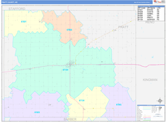 Pratt County, KS Digital Map Color Cast Style