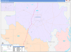 Prentiss County, MS Digital Map Color Cast Style