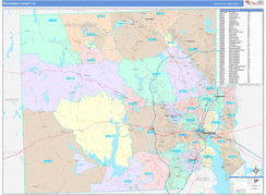 Providence County, RI Digital Map Color Cast Style