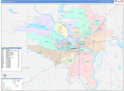 Pulaski County, AR Digital Map Color Cast Style