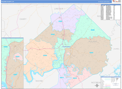 Pulaski County, KY Digital Map Color Cast Style