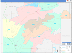 Pushmataha County, OK Digital Map Color Cast Style