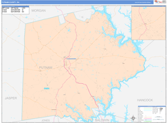 Putnam County, GA Digital Map Color Cast Style