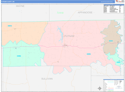 Putnam County, MO Digital Map Color Cast Style
