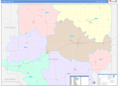 Putnam County, OH Digital Map Color Cast Style