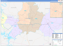 Putnam County, TN Digital Map Color Cast Style