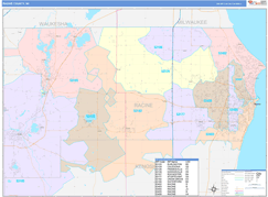 Racine County, WI Digital Map Color Cast Style