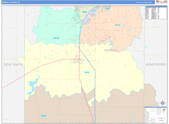 Randall County, TX Digital Map Color Cast Style