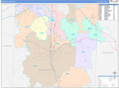Randolph County, NC Digital Map Color Cast Style