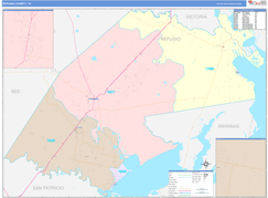 Refugio County, TX Digital Map Color Cast Style