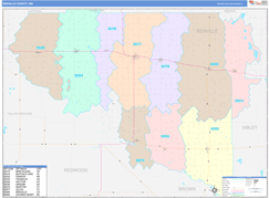 Renville County, MN Digital Map Color Cast Style