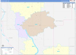 Renville County, ND Digital Map Color Cast Style