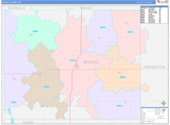 Republic County, KS Digital Map Color Cast Style