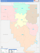 Reynolds County, MO Digital Map Color Cast Style