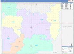 Rice County, KS Digital Map Color Cast Style