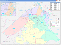 Richmond County, GA Digital Map Color Cast Style