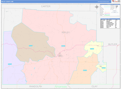 Ripley County, MO Digital Map Color Cast Style