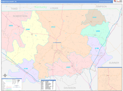 Robertson County, TN Digital Map Color Cast Style