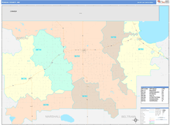 Roseau County, MN Digital Map Color Cast Style