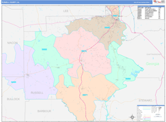 Russell County, AL Digital Map Color Cast Style