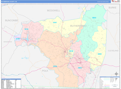Rutherford County, NC Digital Map Color Cast Style