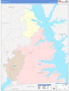 Sabine County, TX Digital Map Color Cast Style