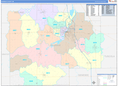 Saginaw County, MI Digital Map Color Cast Style