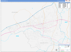 Salem County, VA Digital Map Color Cast Style