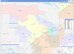 Saline County, AR Digital Map Color Cast Style