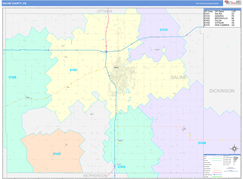 Saline County, KS Digital Map Color Cast Style