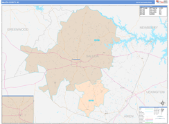 Saluda County, SC Digital Map Color Cast Style