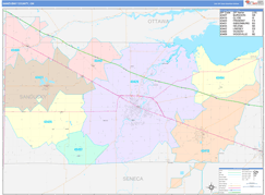 Sandusky County, OH Digital Map Color Cast Style